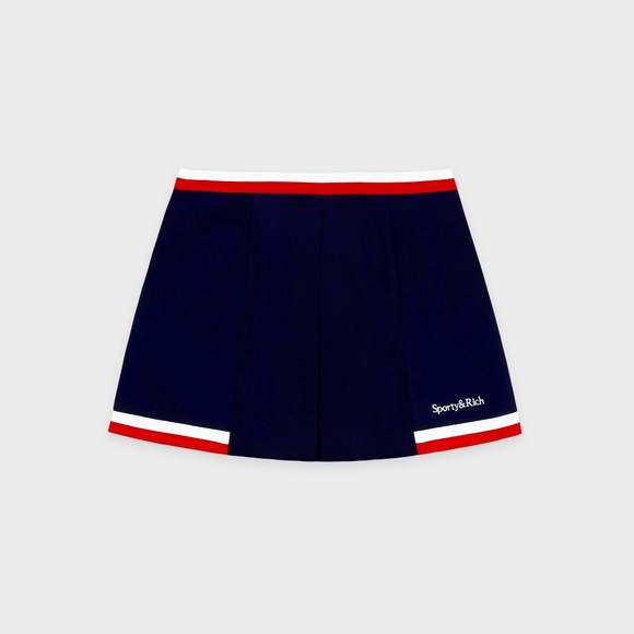 Sporty & Rich Trapeze Small Tennis Mini Skirt - Blue - Picture 1 of 7